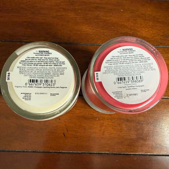 NEW 2-Pc Single Wick Candles Champagne Toast & Champagne Apple Honey BBW - Picture 3 of 3